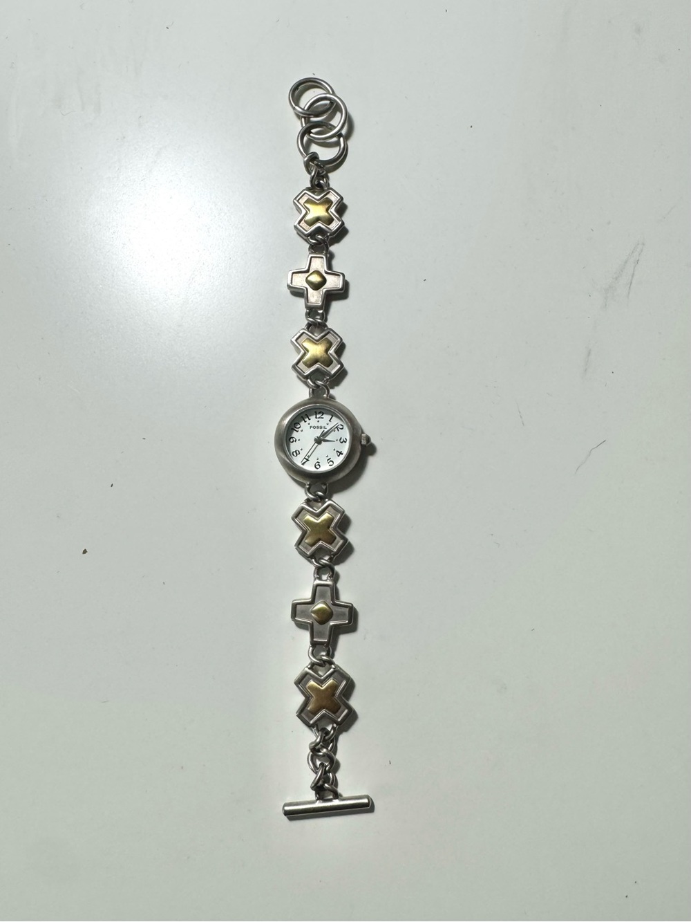 Vintage Rare Y2K Fossil Two-tone Bracelet Clasp Watch - Picture 2 of 9
